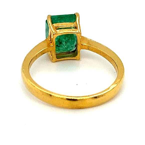 Emerald 3.05ct Solid 22K Yellow Gold Ring - Picture 3 of 5
